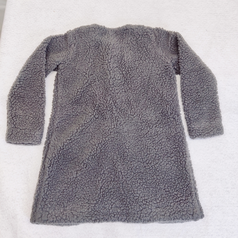 Hanna Andersson Sherpa Teddy Fleece Girls Coat Sz 120 (US 6/7) Gray Pink - Picture 6 of 13